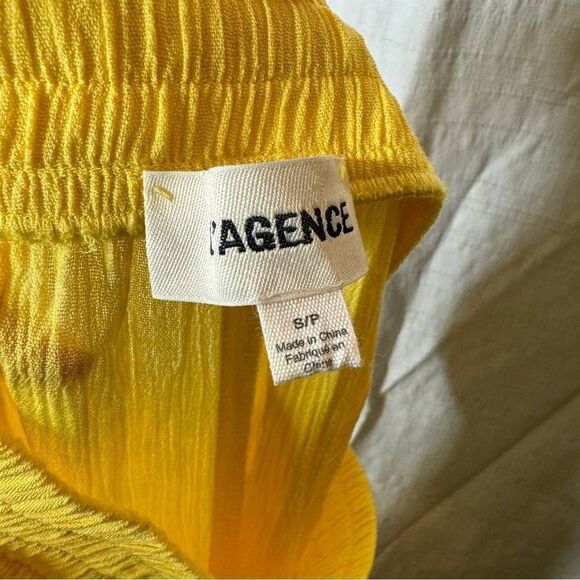L’agence bright yellow flowy lightweight crinkle wide leg pants size small NEW - Picture 5 of 10